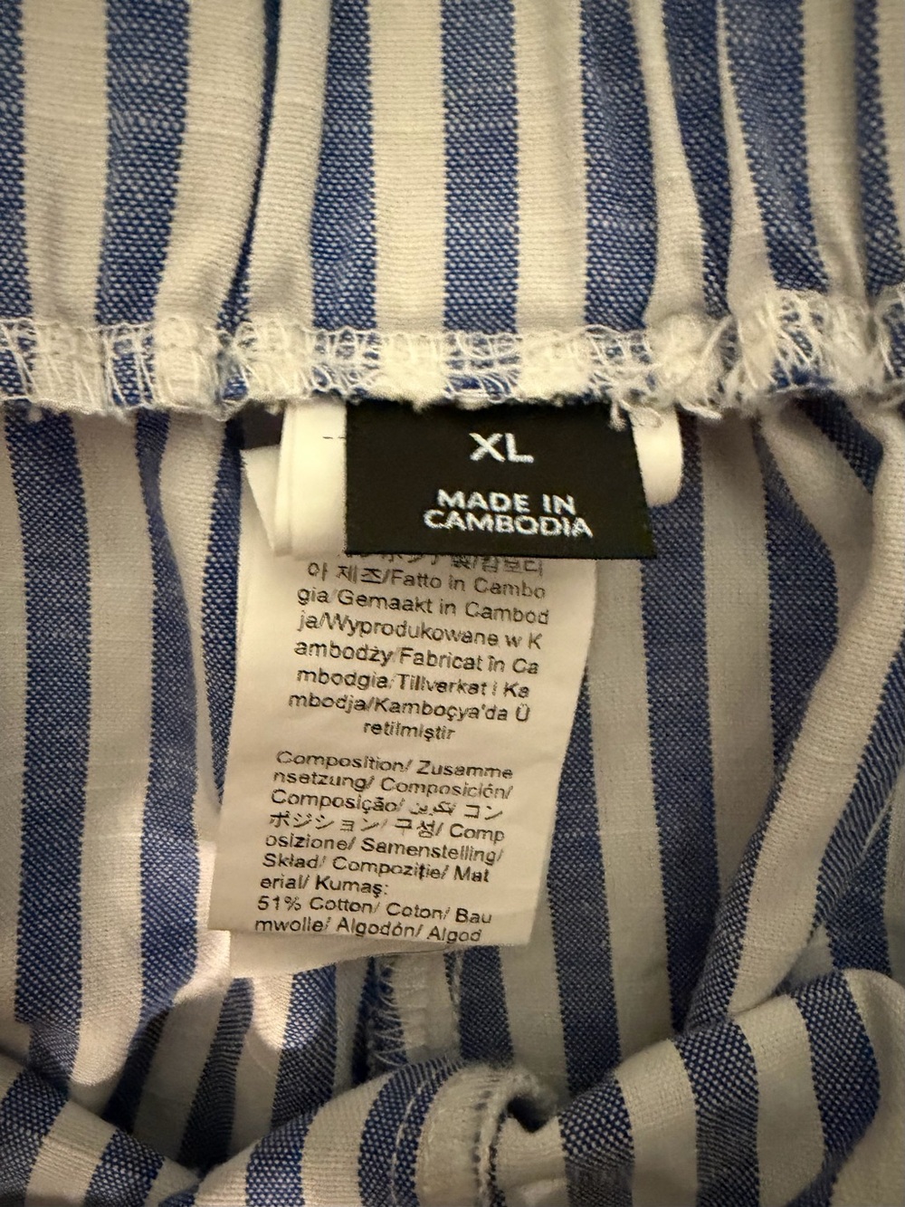 Women’s Blue & White Striped Pull On Shorts Size XL Elastic Waist Casual - Picture 3 of 3